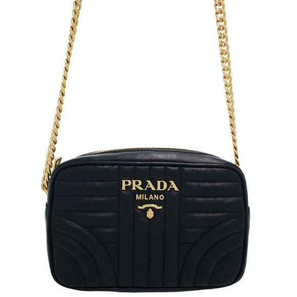 Prada Handbags - Prada Black Leather Mini Chain Shoulder Bag